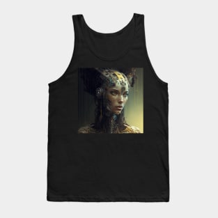 Cyberpunk Sentient AI Female, Green Eyes Tank Top